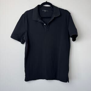 Quince Men's Black Organic Cotton Polo Size Medium